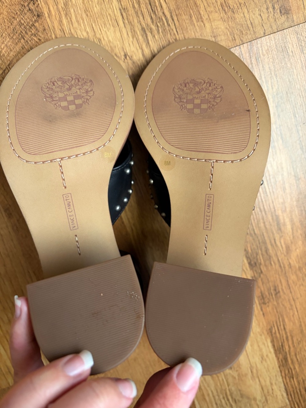 Vince Camuto Keresha Studded Open Toe Ankle Strap Leather Sandals - Picture 9 of 11